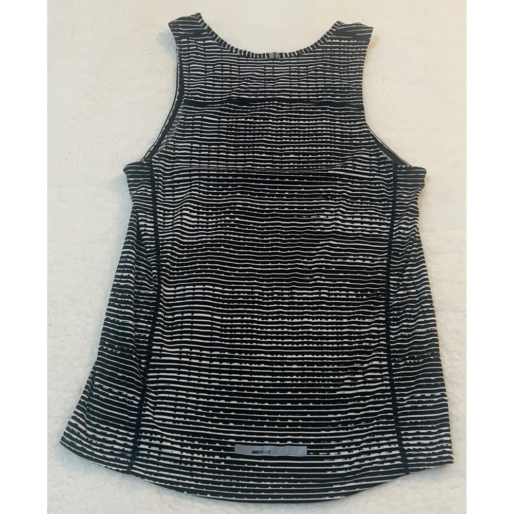 Nike Dri-FIT Miler Running Tank Top Mens Small Black White Striped Singlet S - Picture 7 of 7